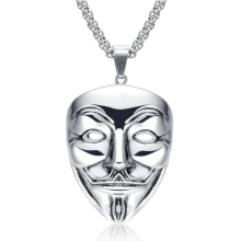 Perlstein Anonymous V Vendetta Halskette, Edelstahl, Silber, 60 cm